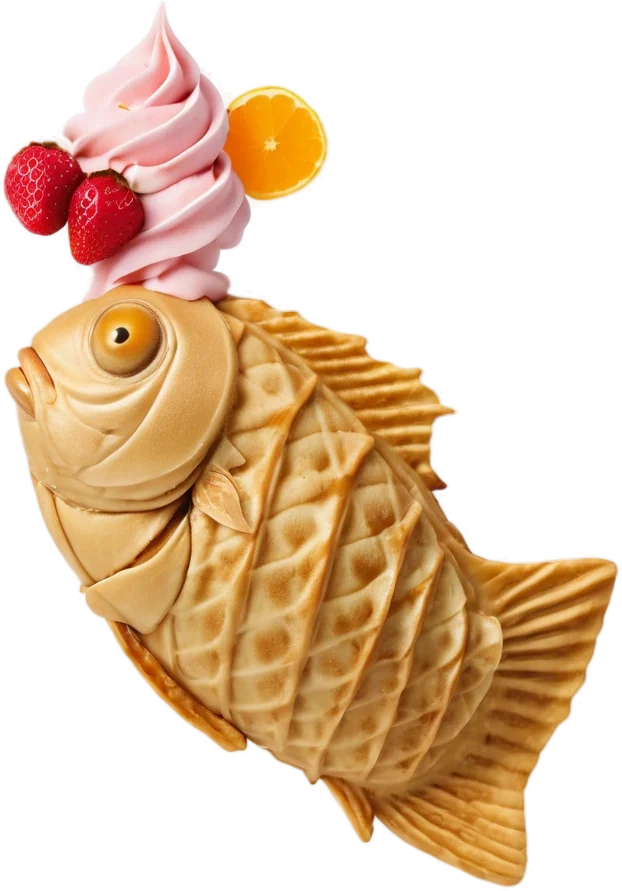 Taiyaki mit Erdbeer-Softeis